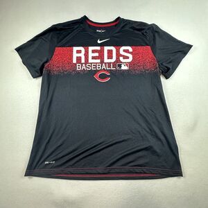 Nike TEE Shirt Mens 2XL Black MLB Cincinnati Reds Short Sleeve Shirt Crew